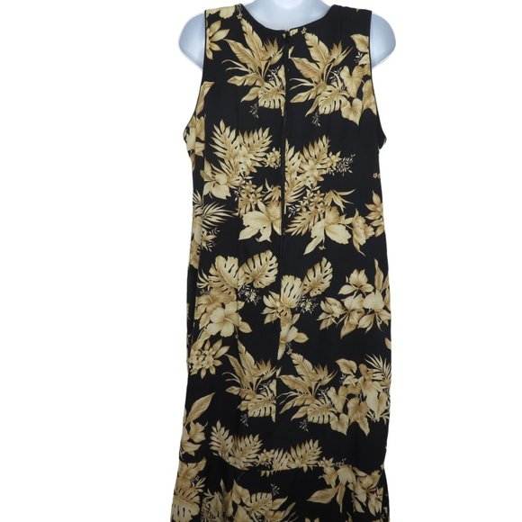 Vintage Hawaiian Floral Tank Dress L Patio Tropical Sleeveless Ruffle Zip - Picture 6 of 10